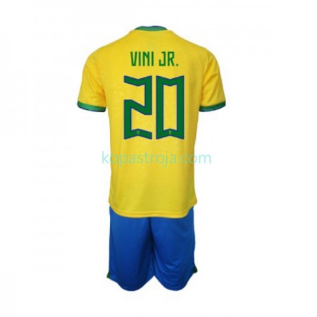 Billiga Fotbollströjor Brasilien Vinicius Junior 20 Barn Hemma tröja WM 2022 Kortärmad